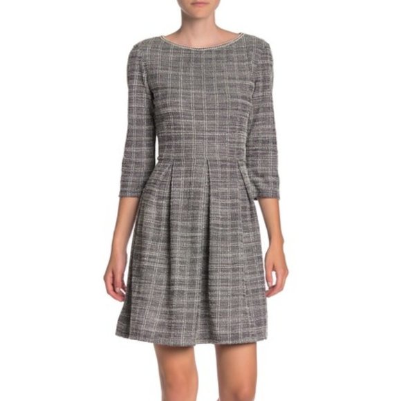 tweed skater dress Ava Presley 26722 Puff Sleeve Tweed Skater Mini Dress LIGHT BLUE/MULTI / 14